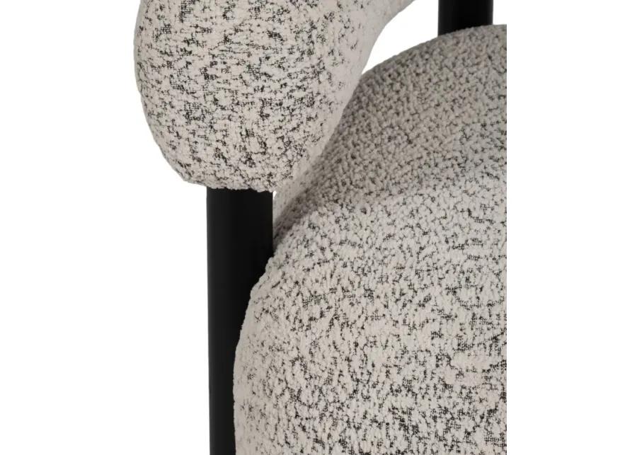 Roundback Accent Chair W/ Wood Legs, Speckled Wht