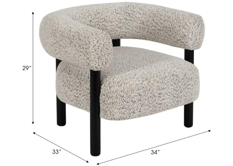 Roundback Accent Chair W/ Wood Legs, Speckled Wht