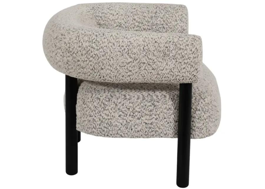 Roundback Accent Chair W/ Wood Legs, Speckled Wht