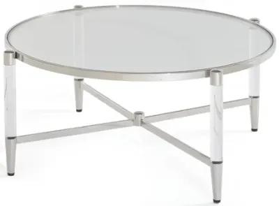 Mariyln Glass Top and Steel Base Round Coffee Table