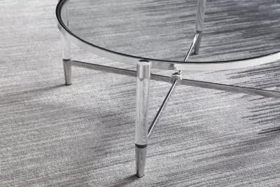 Mariyln Glass Top and Steel Base Round Coffee Table