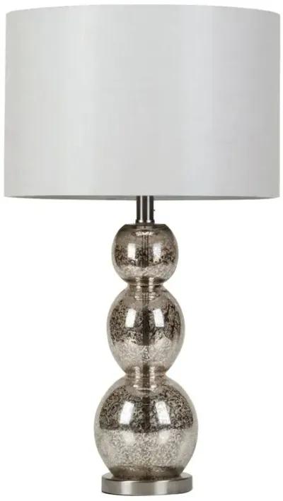 Mineta Drum Shade Table Lamp White and Antique Silver