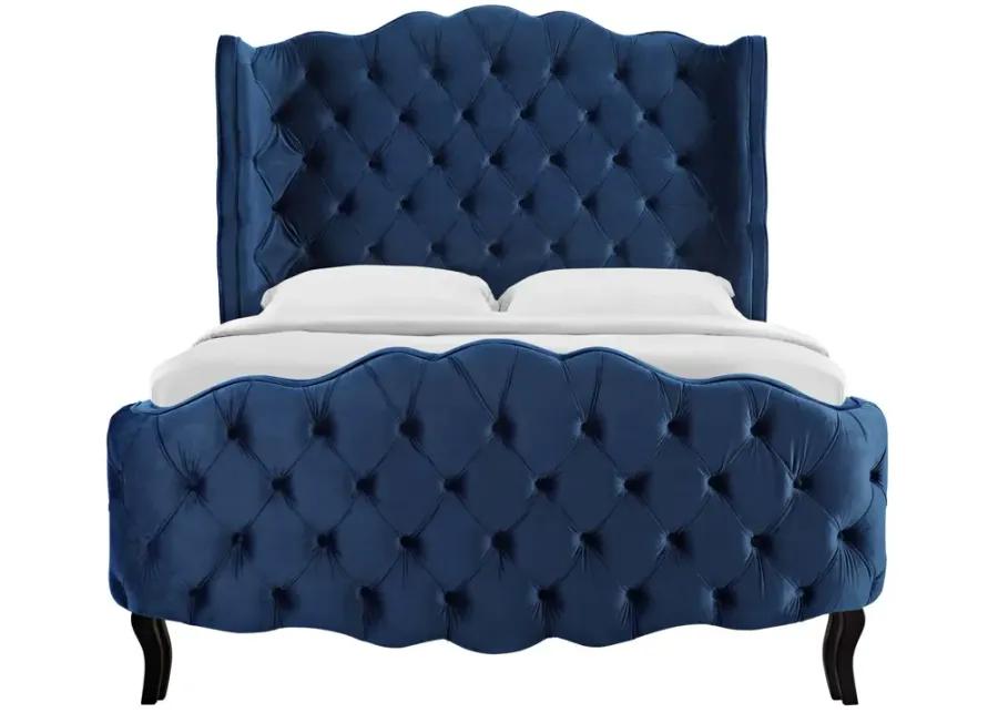 Violette Queen Tufted Wingback Performance Velvet Platform Bed