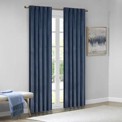 510 Design Colt Navy Room Darkening Poly Velvet Rod Pocket/Back Tab Curtain Panel Pair