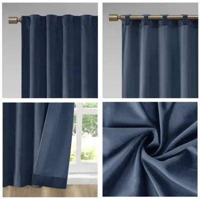 510 Design Colt Navy Room Darkening Poly Velvet Rod Pocket/Back Tab Curtain Panel Pair