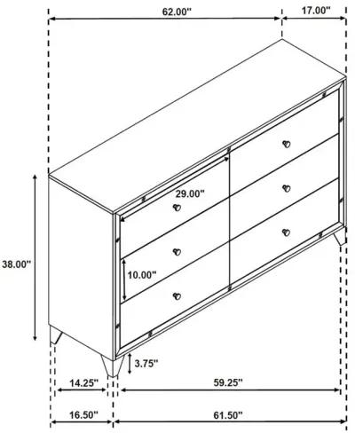 Larue 6-drawer Dresser Silver