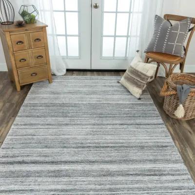 Seasand Gray Muted Stripe Recycled Polyester 7'6" x 9'6" Rectangle Rug