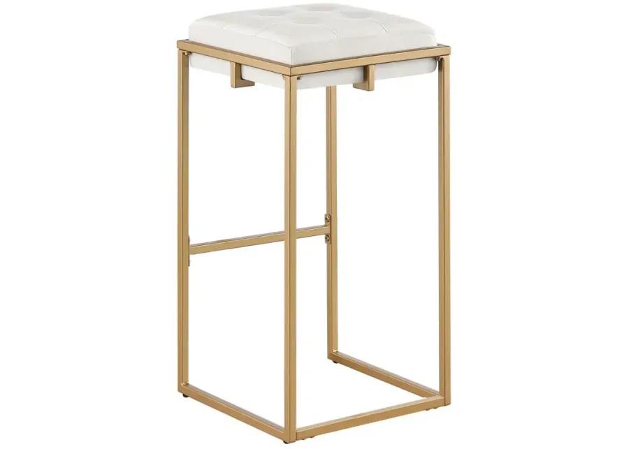 Nadia Square Padded Seat Bar Stool (Set of 2) Beige and Gold