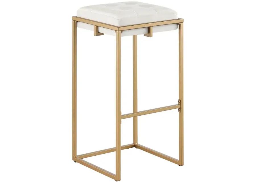 Nadia Square Padded Seat Bar Stool (Set of 2) Beige and Gold