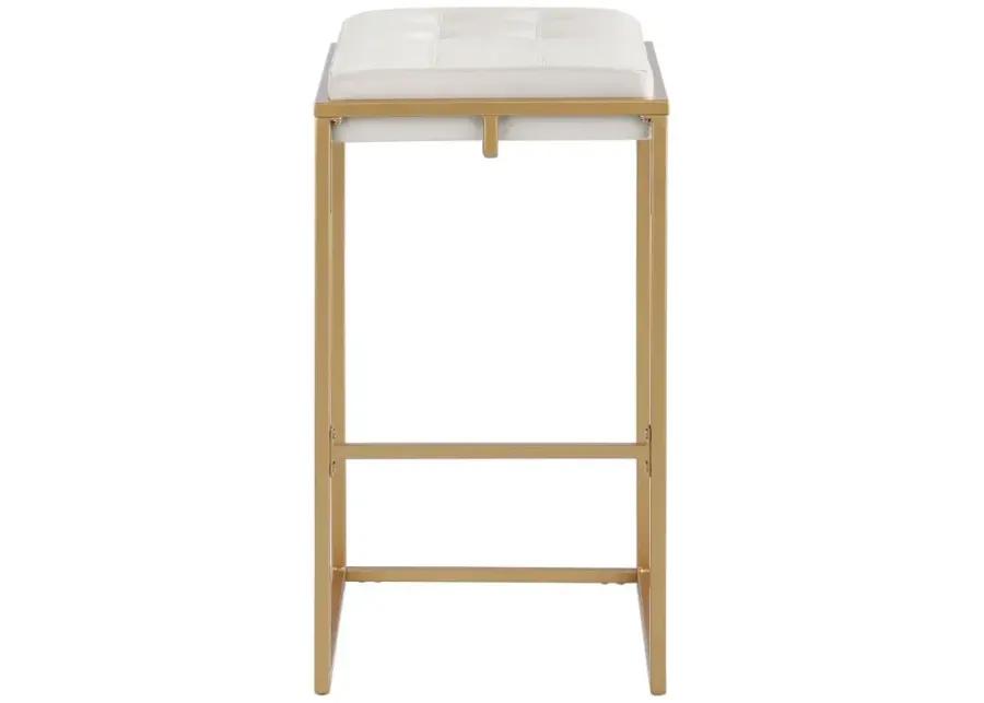 Nadia Square Padded Seat Bar Stool (Set of 2) Beige and Gold