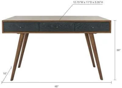 Madison Park Rigby Pecan/Blue 3 Drawer Writing Desk