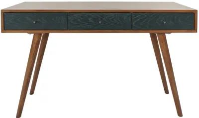 Madison Park Rigby Pecan/Blue 3 Drawer Writing Desk