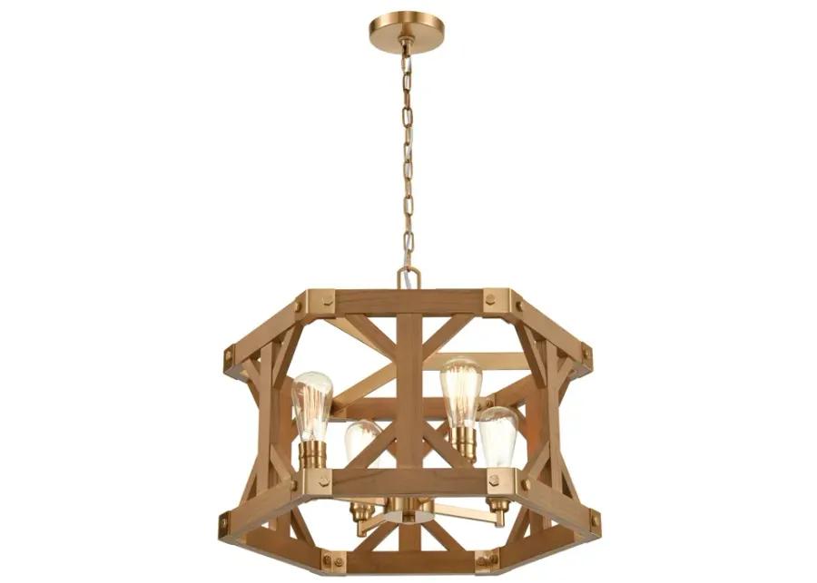 Structure Medium Oak 23" Wide 4-Light Chandelier 