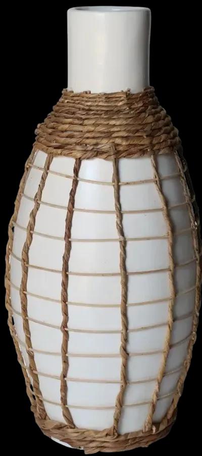 Terracotta, 18"h Bottle Vase, White/brown