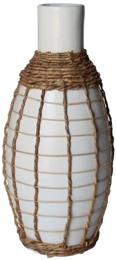 Terracotta, 18"h Bottle Vase, White/brown