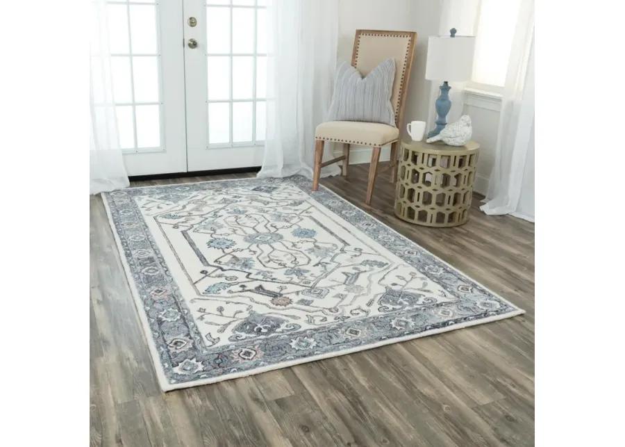 Essence Beige/Gray Medallion Wool/Recycled Polyester 5' x 7'6" Rectangle Rug