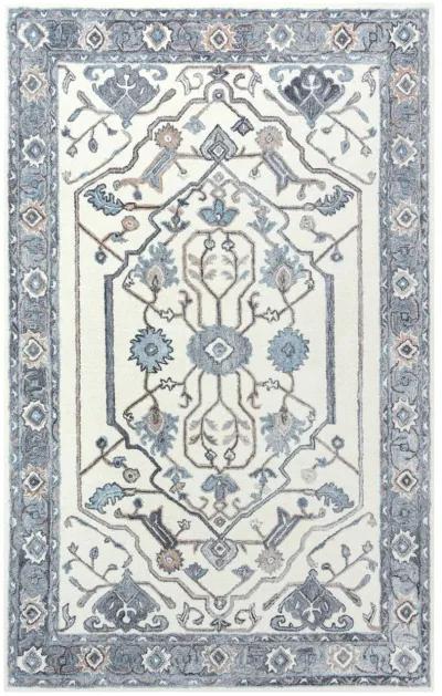 Essence Beige/Gray Medallion Wool/Recycled Polyester 5' x 7'6" Rectangle Rug