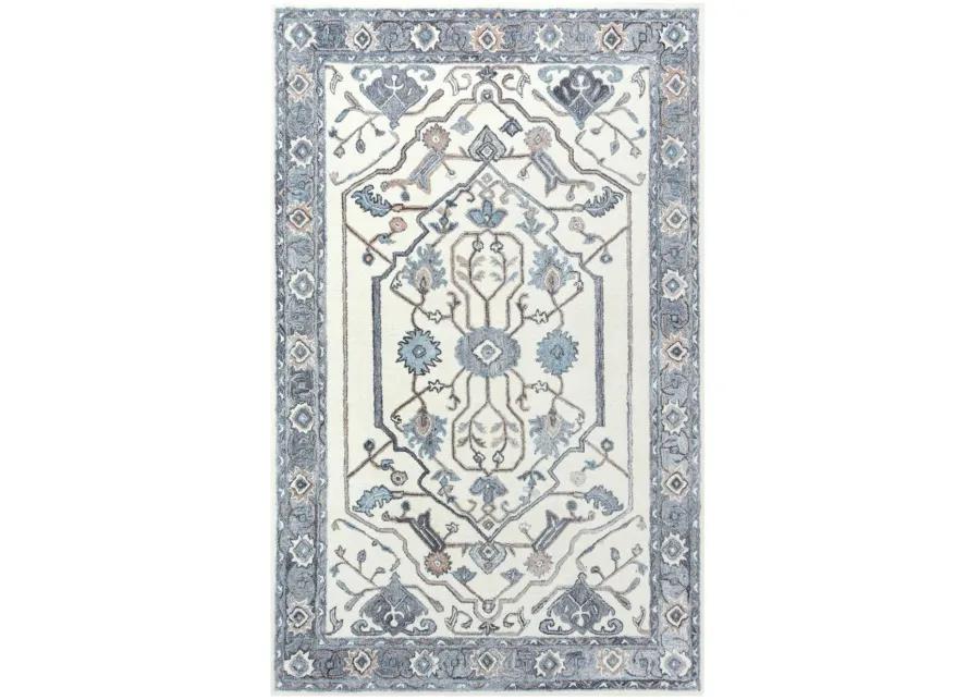 Essence Beige/Gray Medallion Wool/Recycled Polyester 5' x 7'6" Rectangle Rug