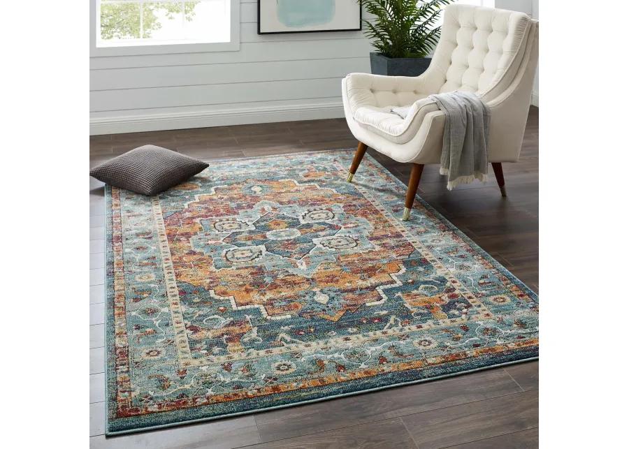 Tribute Diantha Distressed Vintage Floral Persian Medallion 5x8 Area Rug