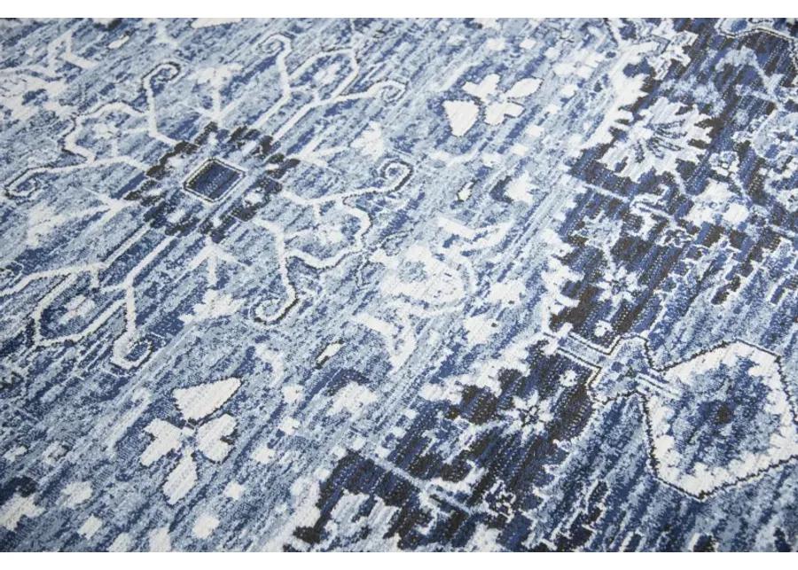 Panache Blue/Ivory Central Medallion Polypropylene 3'3" x 5'3" Rectangle Rug