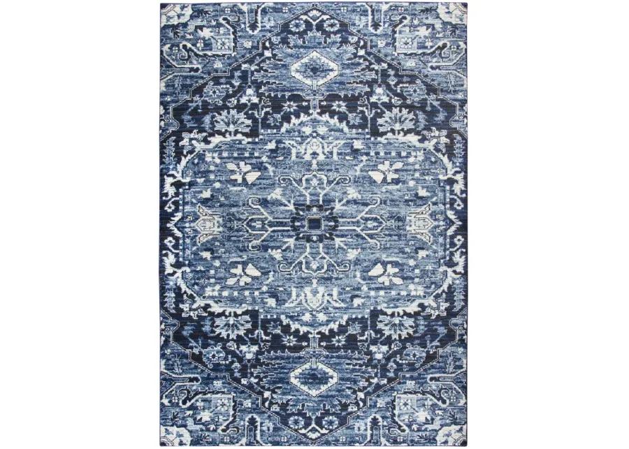 Panache Blue/Ivory Central Medallion Polypropylene 3'3" x 5'3" Rectangle Rug