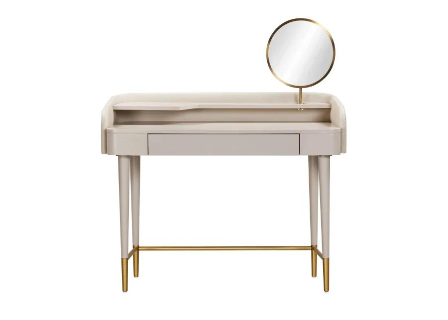 Penelope Taupe Vegan Leather Wrapped Vanity Desk