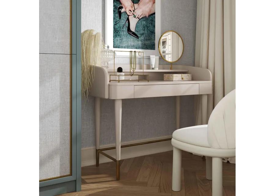 Penelope Taupe Vegan Leather Wrapped Vanity Desk