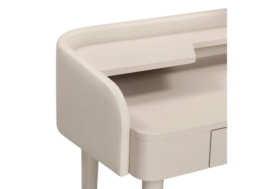 Penelope Taupe Vegan Leather Wrapped Vanity Desk