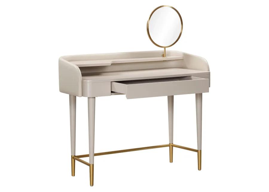 Penelope Taupe Vegan Leather Wrapped Vanity Desk