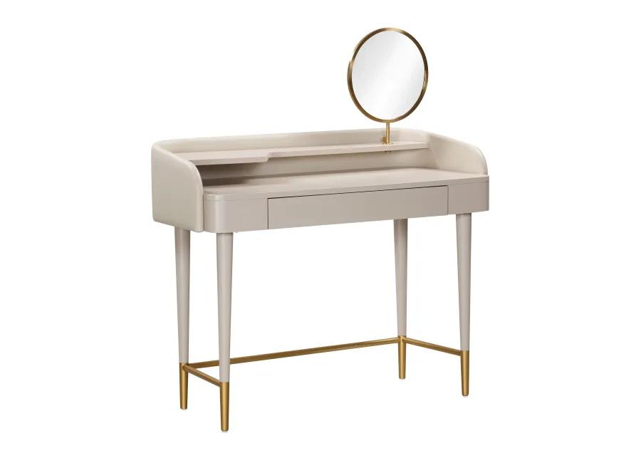 Penelope Taupe Vegan Leather Wrapped Vanity Desk