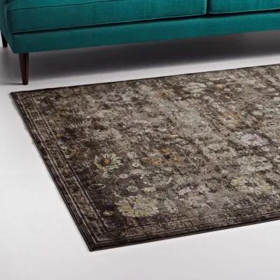 Minu Distressed Floral Lattice 4x6 Area Rug