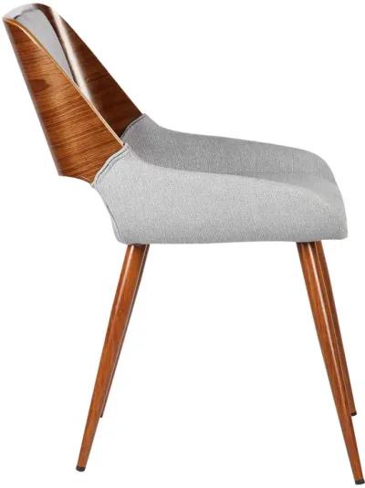 Panda Mid-Century Dining Chair Walnut Finish and Gray Fabric