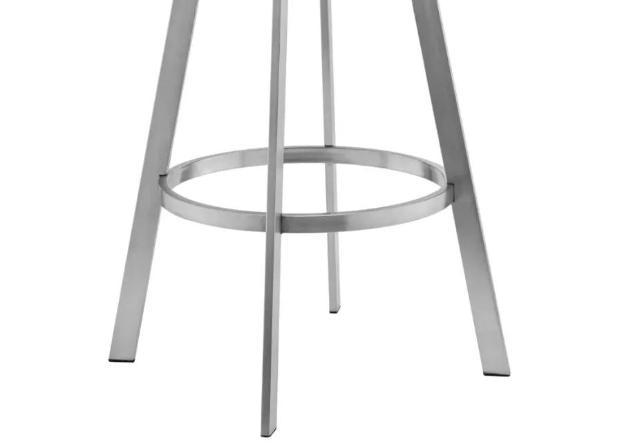 Sandringham 30" Gray Faux Leather and Brushed Stainless Steel Swivel Bar Stool