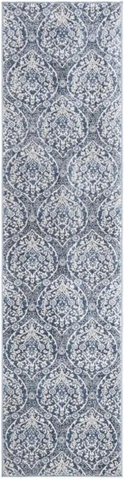 Brentwood 860 Navy / Light Grey 2' X 10' Runner Powerloomed Rug