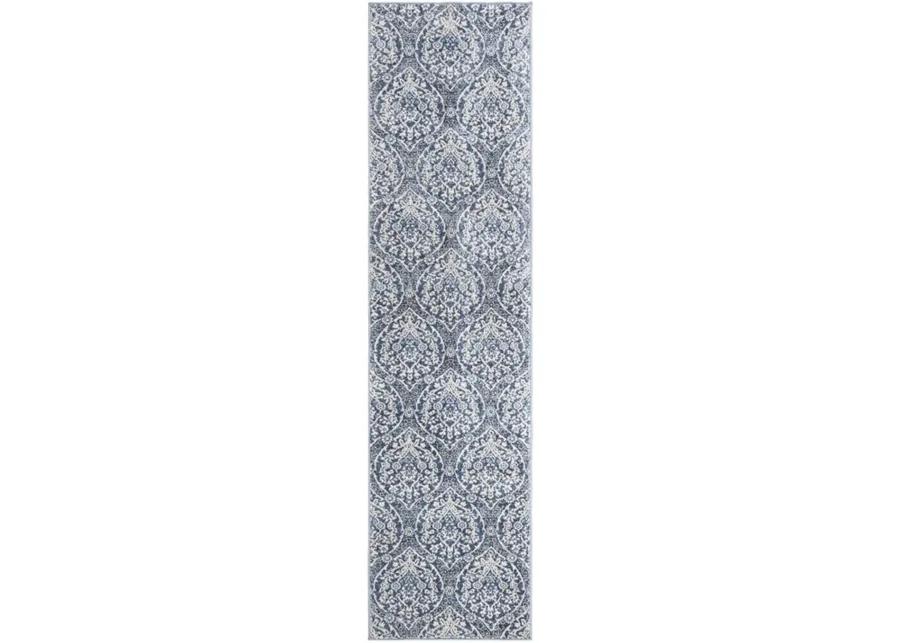 Brentwood 860 Navy / Light Grey 2' X 10' Runner Powerloomed Rug