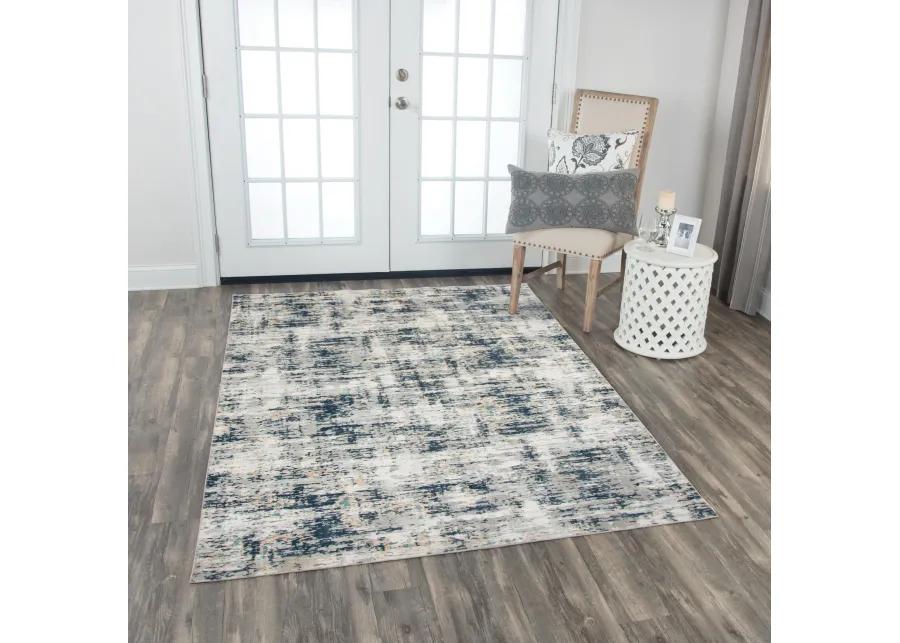 Chelsea Ivory / Teal Abstract Polyester 5'3" x 7'6" Rectangle Rug