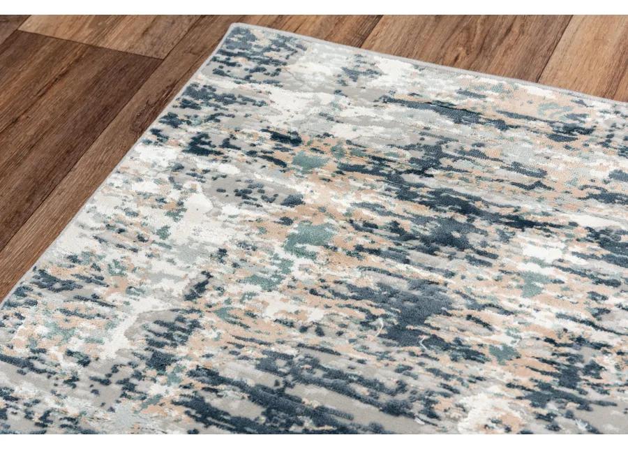 Chelsea Ivory / Teal Abstract Polyester 5'3" x 7'6" Rectangle Rug