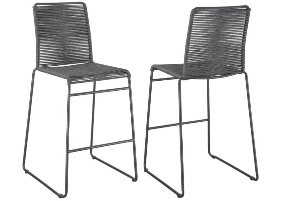 Jerome Upholstered Bar Stools with Footrest (Set of 2) Charcoal and Gunmetal