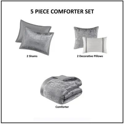 Lee 5 Piece Crinkle Velvet Comforter Set