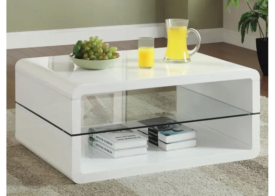 Elana Rectangle 2-shelf Coffee Table Glossy White