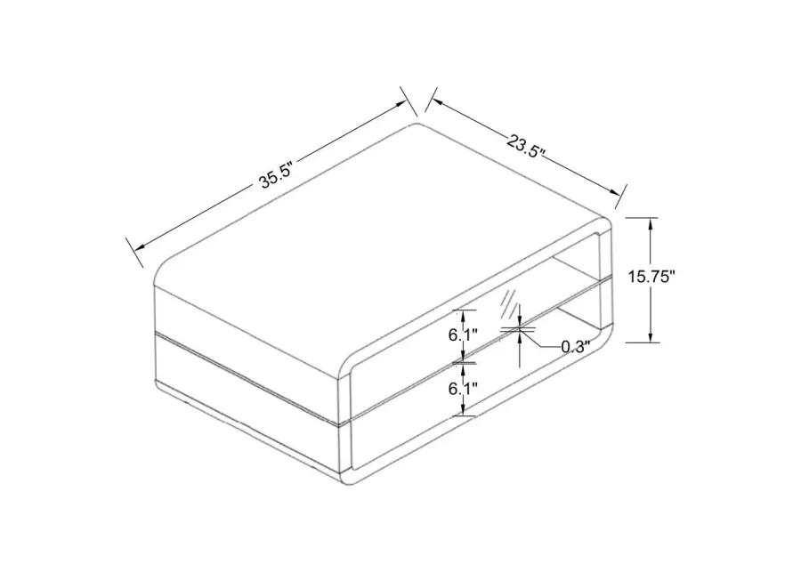 Elana Rectangle 2-shelf Coffee Table Glossy White