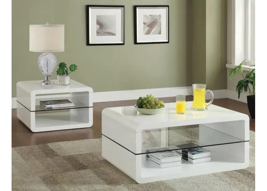 Elana Rectangle 2-shelf Coffee Table Glossy White