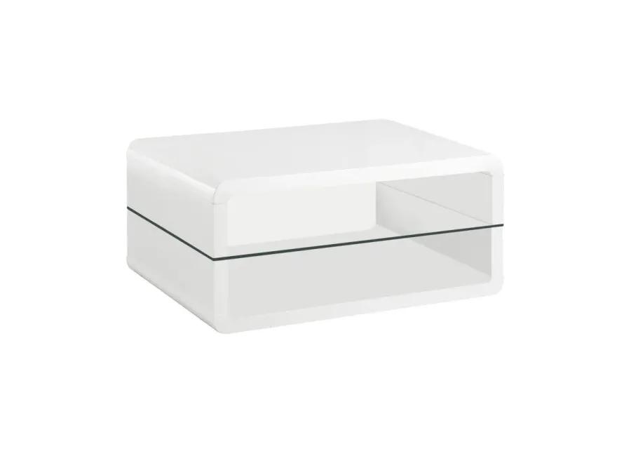 Elana Rectangle 2-shelf Coffee Table Glossy White