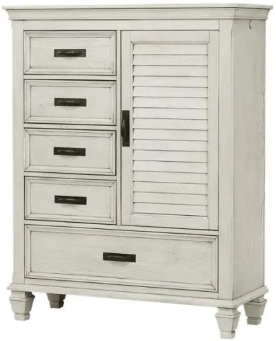 Franco 5-drawer Door Chest Antique White