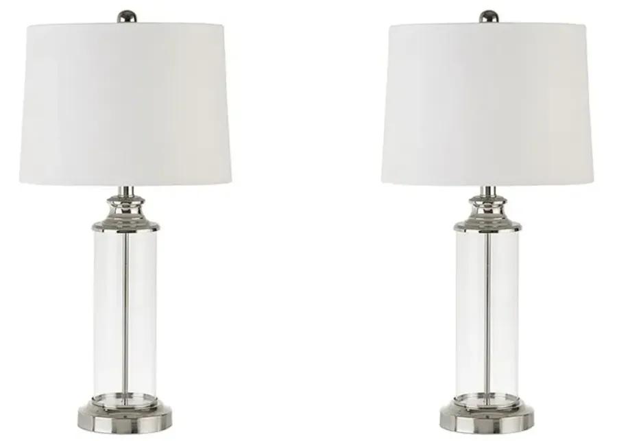 510 Design Clarity Silver Glass Cylinder Table Lamp Set of 2