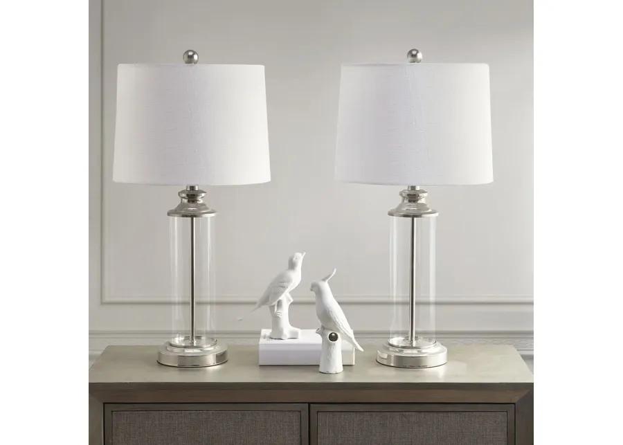 510 Design Clarity Silver Glass Cylinder Table Lamp Set of 2