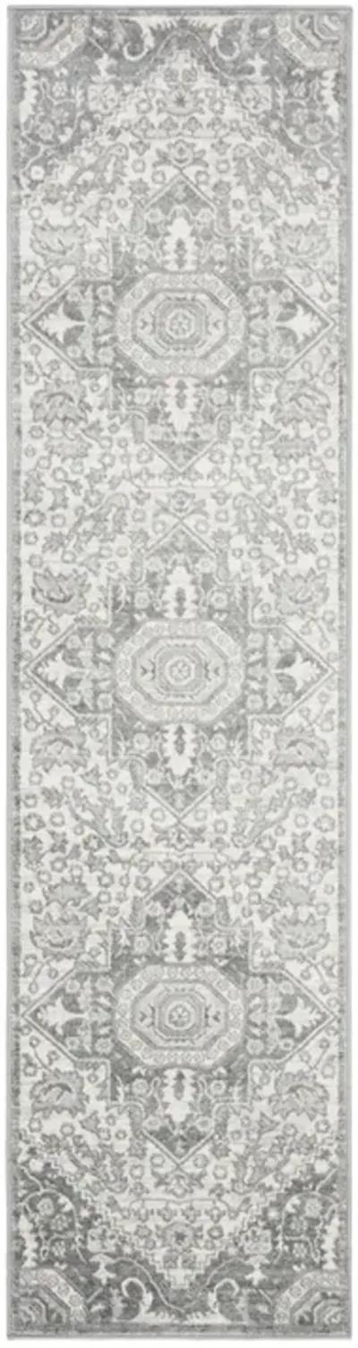 Brentwood 816 Grey / Cream 2' X 6' Runner Powerloomed Rug