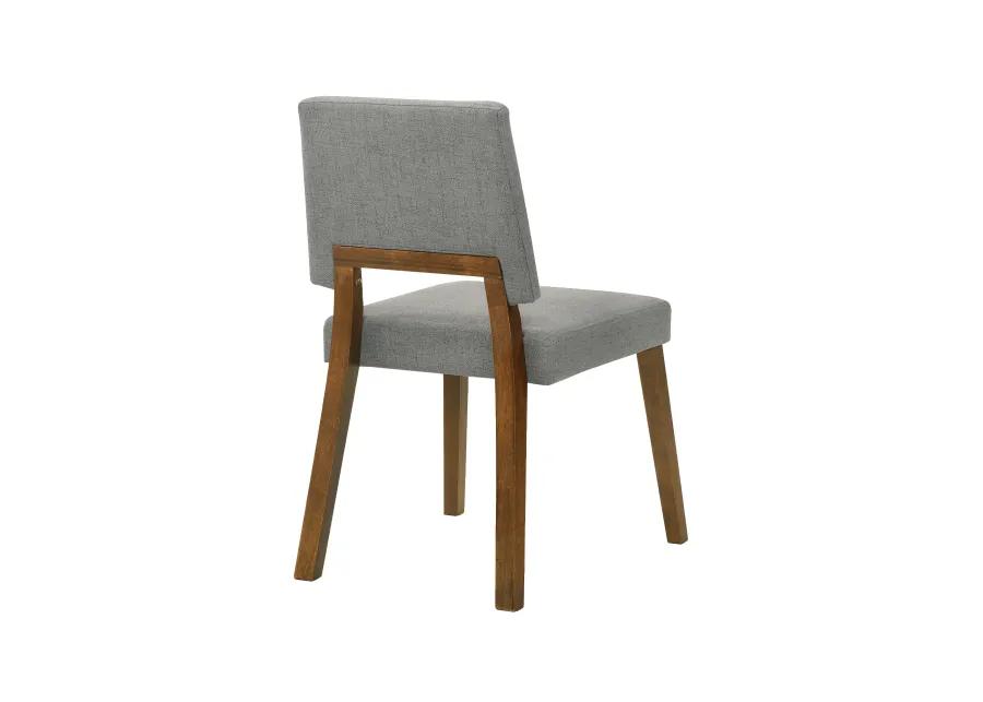 Channell Wood Dining Chair in Walnut Finish with Charcoal Fabric - Set of 2