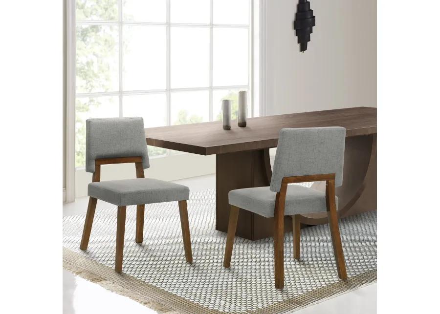 Channell Wood Dining Chair in Walnut Finish with Charcoal Fabric - Set of 2