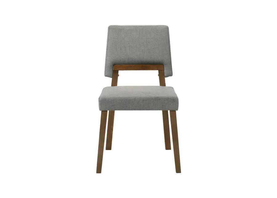 Channell Wood Dining Chair in Walnut Finish with Charcoal Fabric - Set of 2